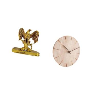 Imagem de Fenteer Escultura Moderna de Resina E Relógio de Parede de Madeira Maciça, Design Criativo, Presente para Decoração de Armário, Mesa de Escritório, Sala de Ja