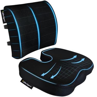 Imagem de Almofada de assento e suporte lombar para cadeira de escritório, almofada ergonômica de espuma viscoelástica para cadeira antiderrapante para apoio das costas, almofadas de cóccix para dor no cóccix