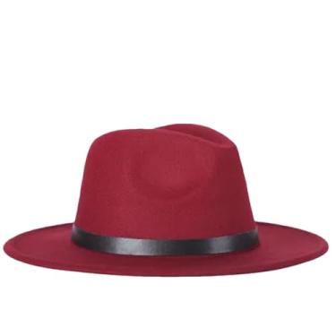 Imagem de Chapéu masculino Fedoras Jazz feminino verão primavera preto mistura boné chapéu casual ao ar livre vinho vermelho criança tamanho 52-54 cm