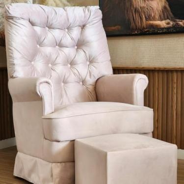 Imagem de Poltrona de Amamentação Alana com Balanço e Puff Veludo Rosê - Phoenix Baby