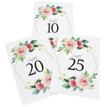 Imagem de Verkelly 26 cartões de números de mesa florais 1-25 com placa de mesa principal, cartões numéricos de 10 x 15 cm para recepção de casamento, festa e eventos especiais