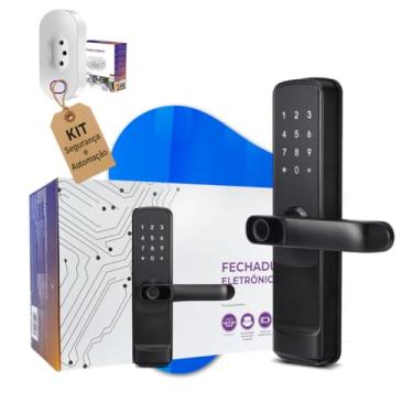 Imagem de Fechadura Digital Inteligente com Wi-Fi, Biometria e Senha + Tomada Inteligente Wi-Fi 20A | Kit Segurança e Automação Residencial