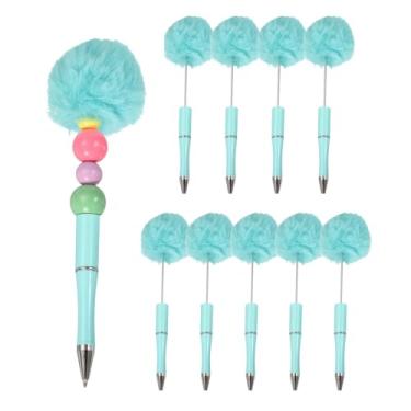 Imagem de PATIKIL Canetas esferográficas Pompom, canetas esferográficas fofas de plástico pompom com contas para bricolagem de presente, material de escritório - 10 peças (azul)