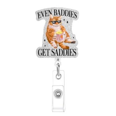 Imagem de Cat Even Baddies Get Saddies Carretel de crachá retrátil engraçado clipe retrátil clipes de crachá de enfermagem para estudantes de enfermagem médico RN LPN assistente médico trabalho escritório