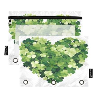 Imagem de Wassud Pastas de fichário com 3 furos, pasta organizadora de pasta de coração verde para escritório em casa, pacote com 2