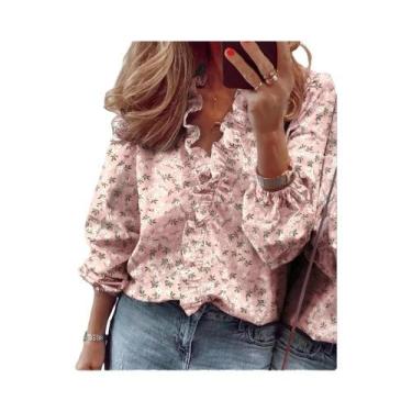 Imagem de Camisa de manga comprida para mulheres, camisa europeia e americana, n