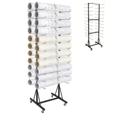 Imagem de jvsufuik Rack grande de armazenamento de plantas, suporte de planta de chão, suporte de plano de construção de metal, pôster, embrulho de presente e suporte de mapa, suporte de rolos de plantas