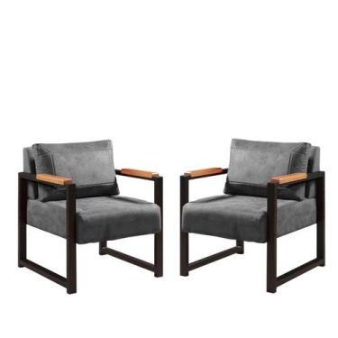 Imagem de Conj. 02 Poltrona Decorativa Ferro Estilo Industrial Ipanema - Gonçalv