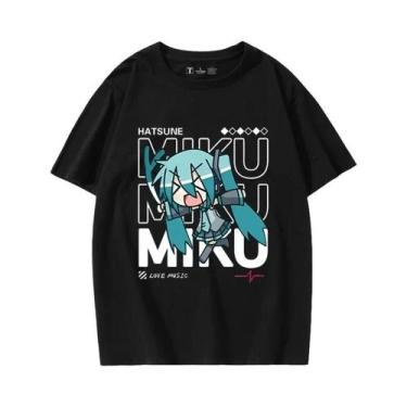 Imagem de Camiseta De Algodão Para Meninos E Meninas Com Tema De Anime Hatsune M