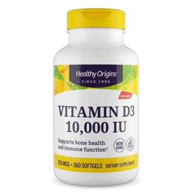 Imagem de Vitamina D3 10 000 IU 360 Soft gels Healt hy Orig ins - healthy origin