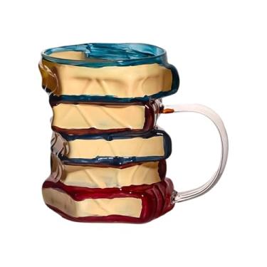 Imagem de Caneca de Café Livro,445ml Copo De Vidro Pintado Divertido - Copo de Café Livro 3D - para Leitores Escritores Bibliotecários Casa Escritório Escola Chá Leite Água Quentes e Frios