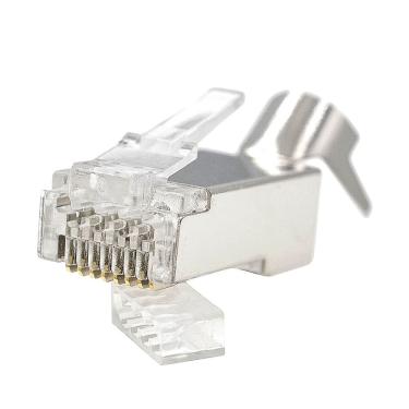 Imagem de Conector Blindado Vazado RJ45 CAT 7 Profissional 10 unidades