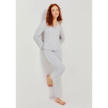 Imagem de Pijama Longo Feminino Com Botões - Cinza XG-Feminino