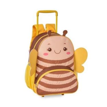 Imagem de Mochila de Carrinho Escolar Feminina Borboleta Abelinha e Joaninha Bolsa Escolar Meninas-Feminino