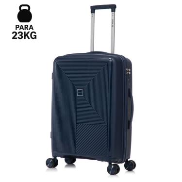 Imagem de Mala Média 23kg Viagem Resistente Flexível Em Polipropileno Rodinhas 360º Tsa - Quito - Denlex Azul Escuro