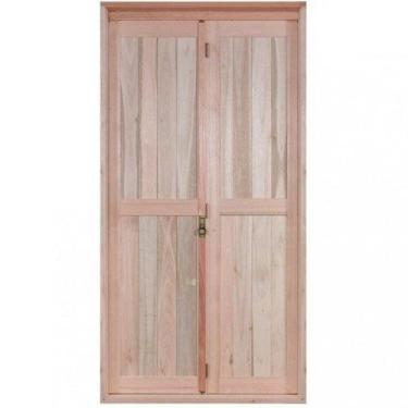 Imagem de Porta de Madeira Camarão 213x94cm com Lambris e Marco Batente 14cm Ewk