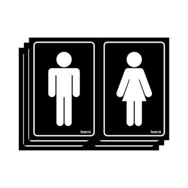 Imagem de Combo 3 Placas De Sinalização Banheiro Masculino / Feminino 20x15 Ecom