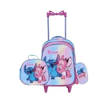 Imagem de Kit Mochila Stitch 3D Escolar Feminina e Masculina com Lancheira Térmi