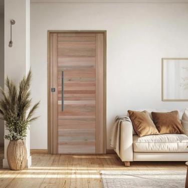 Imagem de Porta Eucalipto Batente Eucalipto Puxador Tubo 102x210 Cm Rodam Bbb Ab
