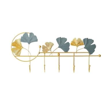 Imagem de Ganchos de parede de metal cabideiro chapéu móveis entrada entrada roupas prateleira pendurar para roupões, bolsas, chaves e gancho de toalha montado na parede (azul)