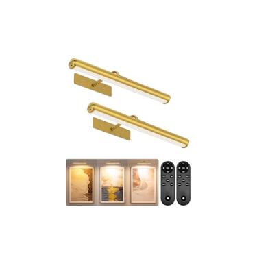 Imagem de EZVALO Luz de imagem para parede, luz de arte LED recarregável sem fio de 33.0 cm 4000 mAh com controle remoto, regulável em 3 temperaturas de cores, luz de parede operada por bateria para sala de