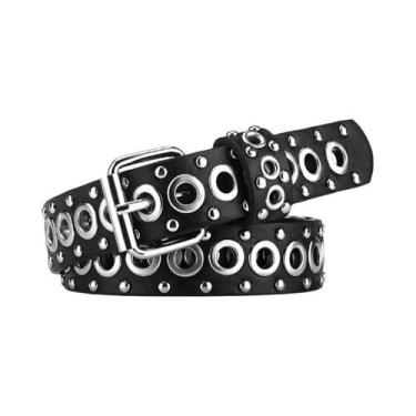 Imagem de Cinto Feminino Punk Hip Hop Y2K Com Rebites Fino Personalizado Fivela 