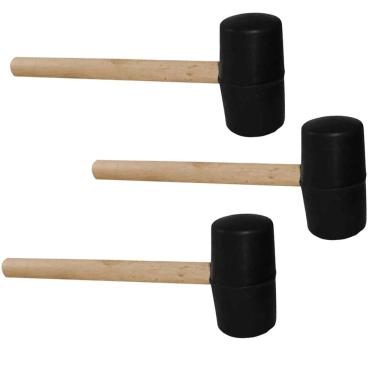 Imagem de Marreta Martelo Borracha Kit 3 Uni Cabo Taco Ladrilho Cemarica Madeira Piso Montagem Reparo Manutençao Movel Mercenaria