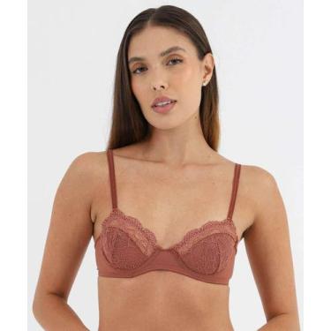 Imagem de Sutiã de Renda Com Base E Sem Bojo Marisa Marrom-55061, 40, Marrom
