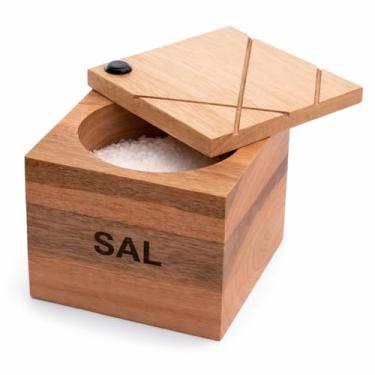 Imagem de Saleiro de Madeira para Sal Cozinha Churrasco Essence