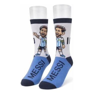 Imagem de Meia Cano Alto Lionel Messi Argentina Futebol Algodão Premiu - Meias D