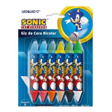 Imagem de Giz de Cera Bicolor Leonora Sonic com 12 Unidades Não Tóxicas para Cri