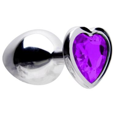 Imagem de Plug Anal Médio Metal Cromado Com Coração Brilhante 8x3,4cm - SutilSex