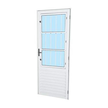 Imagem de Porta de postigo de alumínio com grade MGM 207,9x75,2x4cm esquerda branco Porta de postigo esquerda de alumínio com grade 207,9x75,2x4cm branco MGM