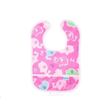 Imagem de Babador Mini Elefantes Rosa Ajuste Autoadesivo Kababy 18901E
