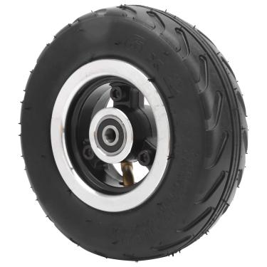 Imagem de Roda de pneu sólido de 15 cm, liga de alumínio de borracha 6x2 absorção de choque roda livre plana substituição à prova de explosão pneu utilitário rodas pneumáticas sólidas para scooters elétricos Carrinhos infantis