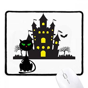 Imagem de Mousepad para gatos de Halloween Horrible Gloomy Castle Tapete de borracha para jogos