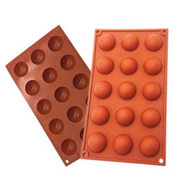 Imagem de 2 peças – molde de silicone com 15 furos, molde de bomba de chocolate quente para assar doces, bolo de sobremesa, pudim, geleia, cupcake, biscoitos, sabonete feito à mão, livre de BPA, antiaderente, seguro para alimentos
