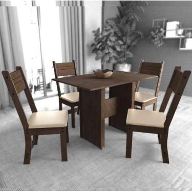 Imagem de Mesa De Jantar Com 4 Cadeiras Indekes Karla Madeirada  / Cadeiras Pret