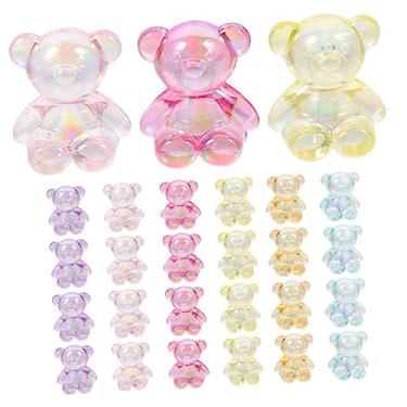 Imagem de SEWOART 100 peças de urso de desenho animado com contas de urso de goma joias de animais colar colorido pingentes pirulitos pingentes de urso kawaii pingentes de urso diy contas de urso decoração de joias decorativas 3D