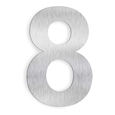 Imagem de Número da casa - Número de endereço residencial flutuante de aço inoxidável de 15 cm, à prova de ferrugem e fácil instalação, prata, número 8