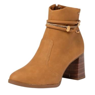 Imagem de Bota Feminina Casual Salto Bloco Alto Cano Baixo com Strass Dakota G9901