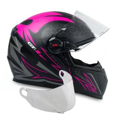 Imagem de Capacete Fw3 Fechado Gt2 Preto Fosco Rosa Mais Viseira Cristal 2.2mm, 