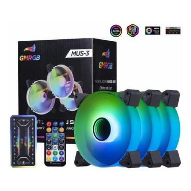 Imagem de Cooler Fan Kit 3 Coolers Gamer + Controladora +Controle Remoto Ventoin