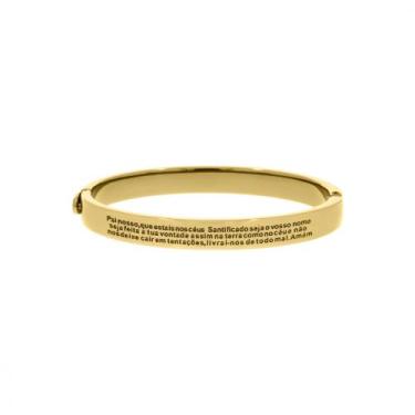 Imagem de Pulseira Masculina Bracelete Pai Nosso Banhado a Ouro 18k Semi joia An