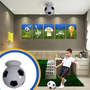 Imagem de Luminária Pendente Bola De Futebol Quarto Decoração 20X20 - Cafglass, 