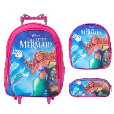 Imagem de Mochila Escolar Rodinha Menina Ariel Com Lancheira Passeio - TOYS 2U