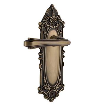 Imagem de Nostalgic Warehouse 766152 Placa vitoriana para destros alavanca de flor, monofone com superfície montada: sem fundo, latão antigo