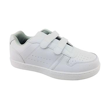 Imagem de Benefit Wear Tênis de couro com gancho duplo para mulheres e homens | Treino multiuso, academia, trabalho, streetwear, tênis casuais, Branco, 6 Wide Women/4 Wide Men