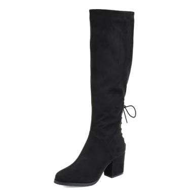 Imagem de Bota feminina Journee Collection Leeda com bico de am ndoa e cano alto, Preto, 10