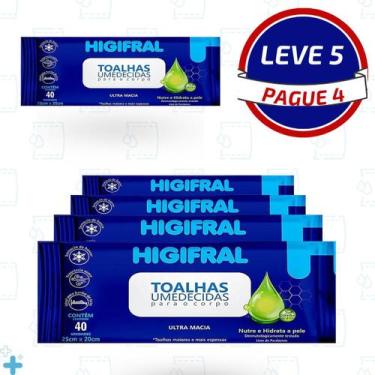 Imagem de Toalhas Umedecidas Higifral Adulto Suave 200 Unidades Kit com 5 Pacote